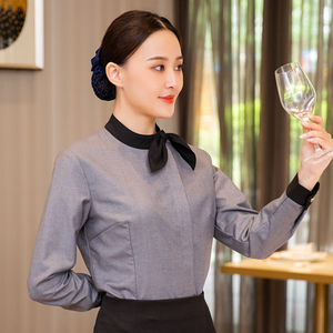 酒店服务员工作服秋冬新款长袖餐饮饭店售楼部会所前台职业工装女
