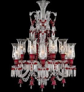 新中式白色玻璃花瓶红色水晶客厅吊灯法式设计师卧室餐厅样板房灯