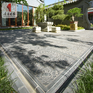 唐语砖雕新中式装修仿古地面砖四合院庭院室内外地砖青砖富贵牡丹