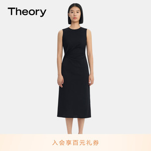 Theory 女装 圆领无袖长款黑色连衣裙 M0725607