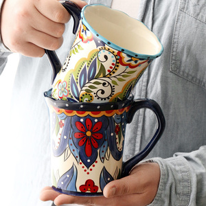 欧美客手绘陶瓷咖啡杯马克杯创意时尚杯子家用早餐牛奶杯办公室