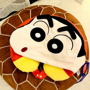 u形枕可爱蜡笔小新连帽办公室午睡便携遮光护颈枕带帽子枕头