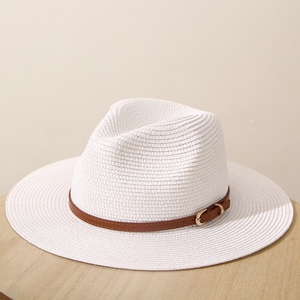 夏季帽子男女白色宽沿巴拿马帽青年街拍度假皮带小礼帽百搭遮阳帽