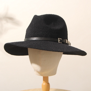 英伦气质棉麻帽子休闲爵士宽檐秋冬季复古百搭情侣针织巴拿马礼帽