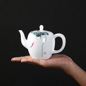 手绘茶壶陶瓷家用功夫茶具德化白玉瓷泡茶急须壶普洱红茶茶壶单个