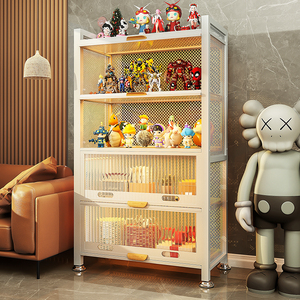 手办乐高展示柜移动模型玩具收纳陈列柜子亚克力透明仿玻璃置物架