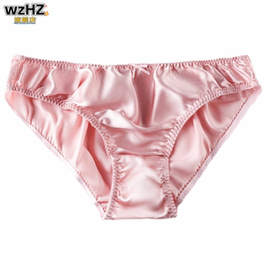 内裤真丝素绸缎薄款光滑蝴蝶结男女通用款三角内裤