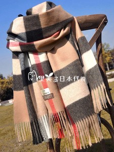 日本代购巴巴格子围巾女冬季羊绒英伦经典加厚保暖百搭情侣披肩