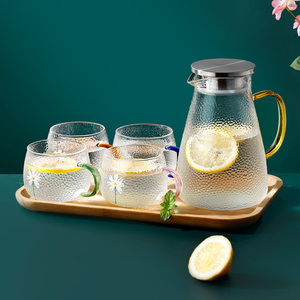 玻璃杯家用待客杯子套装ins家庭简约网红喝水6只茶杯创意锤纹水杯