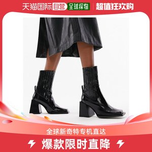 香港直邮潮奢 Topshop 女士 Polly premium 皮质方头高跟短靴(黑)