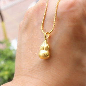 官网老凤祥和实心小金葫芦吊坠蛇骨项链镀黄金首饰礼物不褪色正品