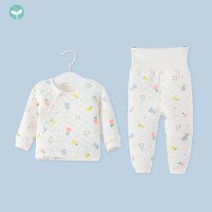 婴儿纯棉衣服秋冬装0-1-2岁宝宝加厚儿童保暖内衣套装夹棉睡衣服