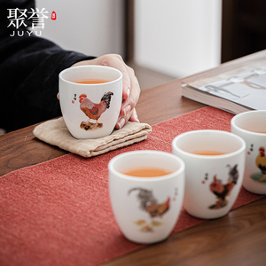 茶杯陶瓷大号杯子家用个人专用斗笠杯鸡杯日式茶碗德化主人杯单杯