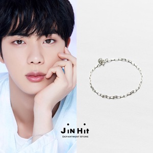 韩国官网代购防弹少年团金硕珍同款hanna925纯银方格链条手链