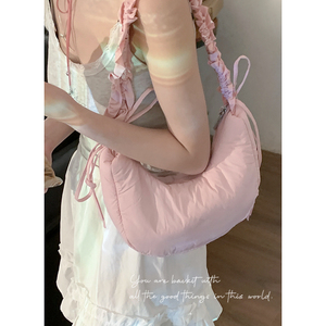 韩国小众尼龙帆布包包女式2024新款潮时尚腋下包百搭斜挎包马鞍包