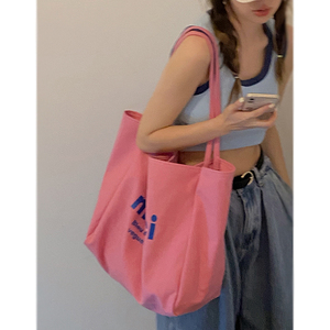 学生帆布包包女夏季2022新款潮时尚休闲托特包百搭大容量购物袋包