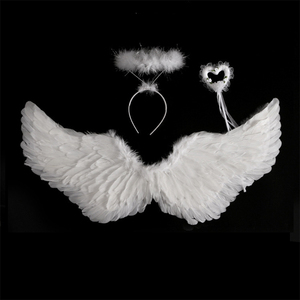 洛丽塔小天使白色羽毛翅膀lolita拍照装饰cosplay万圣节表演道具