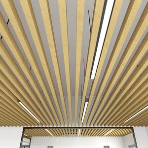 办公室客厅u型仿木纹铝合金方通扣板格栅挂片轻钢龙骨吊顶包安装