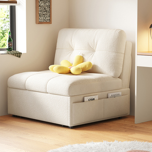 HE木屋沙发床奶油风小户型多功能可折叠沙发网红可伸缩阳台单人椅