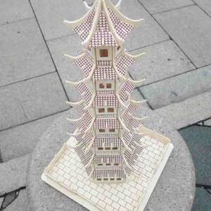 成人高难度积木手工木制古建筑雷峰塔模型益智玩具3d立体拼图木质
