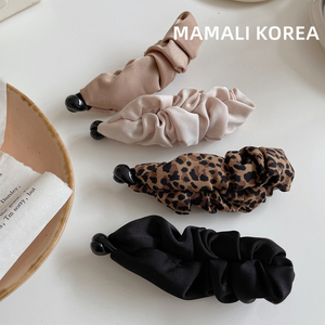 韩国ins法式复古褶皱豹纹布艺发夹香蕉夹后脑勺夹子气质简约日系