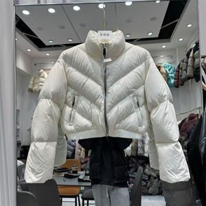2023年冬新款超短羽绒服女立领加厚轻软小个子面包白鸭绒时尚外套