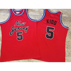 篮网5号基德06-07年复古红色密绣球衣刺绣篮球服背心上衣