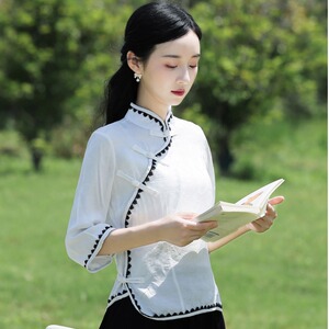 民国风复古学生装改良旗袍上衣中山装女演出服唐装毕业班服两件套