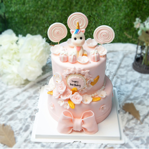 双层翻糖生日蛋糕定制儿童周岁十岁甜品台粉色独角兽女孩上海北京