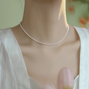 2mm极细强光白色珍珠项链 女士正圆无瑕强光小珠子显白气质锁骨链