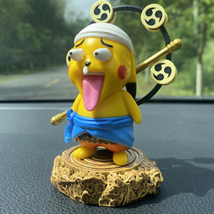 皮卡丘cos海贼王艾尼路雷神汽车手办车载摆件恶搞搞笑表情包公仔