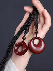 印度小叶紫檀木雕莫比乌斯环吊坠平安扣挂件红木质项链木制随身女