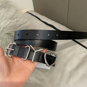 yproject腰带y字母金属爱心牛皮小众复古男女同款情侣潮牌皮带ins