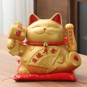 招财猫摆件金色