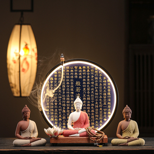 新中式禅意紫砂如来佛像摆件创意释迦摩尼坐佛家居装饰品工艺品