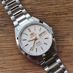 正品orient 东方双狮女表银色不锈钢复古手动机械手表 fab00007w9