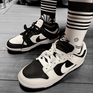 正品耐克nike dunk low 定制黑白熊猫复古风低帮男女同款休闲板鞋