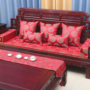 红木沙发坐垫中式实木家具罗汉床乳胶棕垫子套罩加厚海绵防滑定做