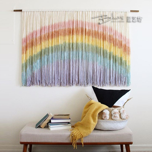 彩虹 ins北欧装饰画 手工编织染色挂毯挂画 家居民宿艺术软装挂饰