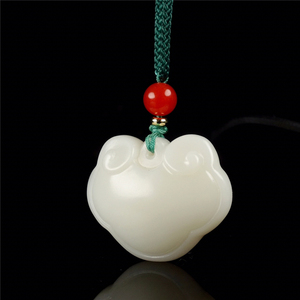 和田玉如意锁吊坠新疆和田白玉锁牌挂件玉牌玉坠玉石玉器礼品礼物