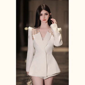 2024早春新款法式时尚高级感名媛气质女神范白色西装外套套装女