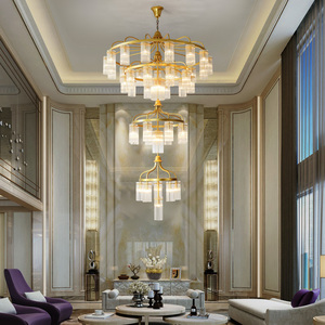 新中式复式楼别墅客厅大吊灯轻奢创意现代简约挑空跃层楼中楼灯具