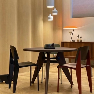 北欧实木餐桌家用现代简约圆形带转盘轻奢网红实木岩板餐桌椅组合