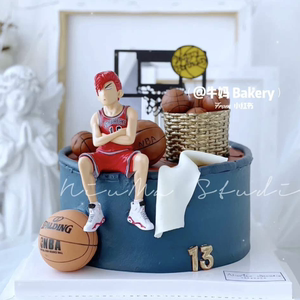 蛋糕装饰玩偶球鞋篮球足球主题塑胶滴胶插件插牌男生生日蛋糕摆件