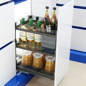 unihopper库博 玻璃调味拉篮厨房抽屉式收纳架缓冲静音多层大容量