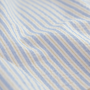 日本进口小纹工房80支柔软纯棉盐缩高档服装布料面料蓝条纹布料
