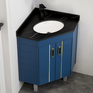 太空铝浴室柜组合卫生间转角洗脸盆落地式三角洗手盆池墙角洗漱台