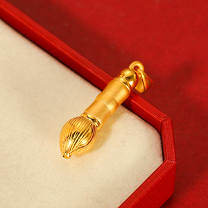 999足金神笔吊坠黄金毛笔 金榜题名项坠文昌笔状元笔项链高考礼物