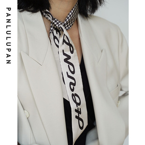 panlulupan小众设计千鸟格百搭经典欧美ins风真丝斜纹丝巾原创