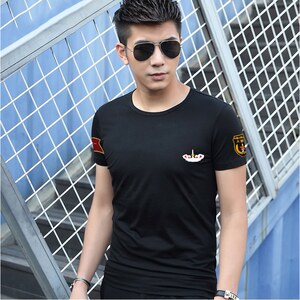 夏刺绣t恤短袖男中国火箭战队八一军迷退伍衣服部队特种兵训练服